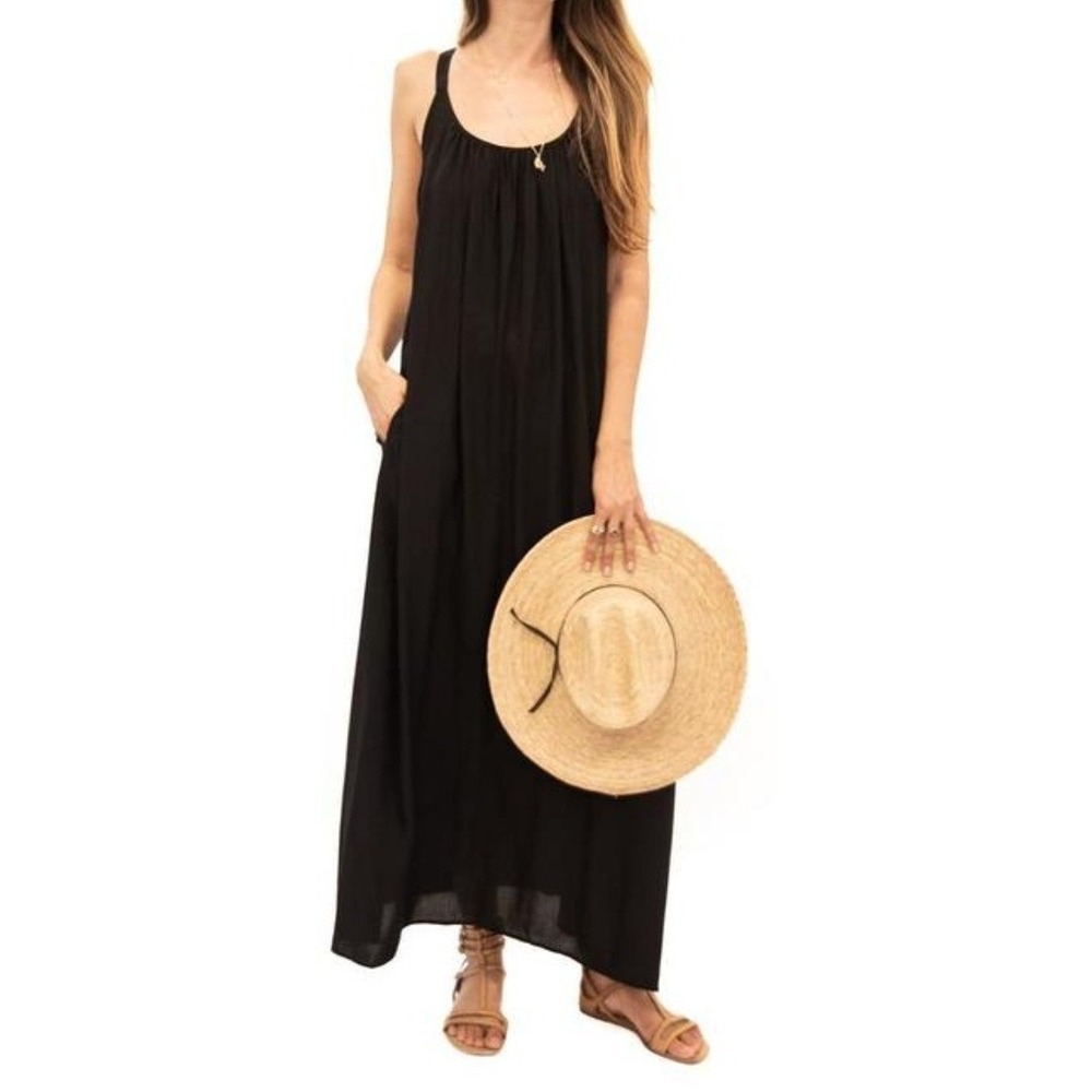 TYSA Eagle Dress Black Maxi Scoop Back Flowy Boho Tank Dress Size 0